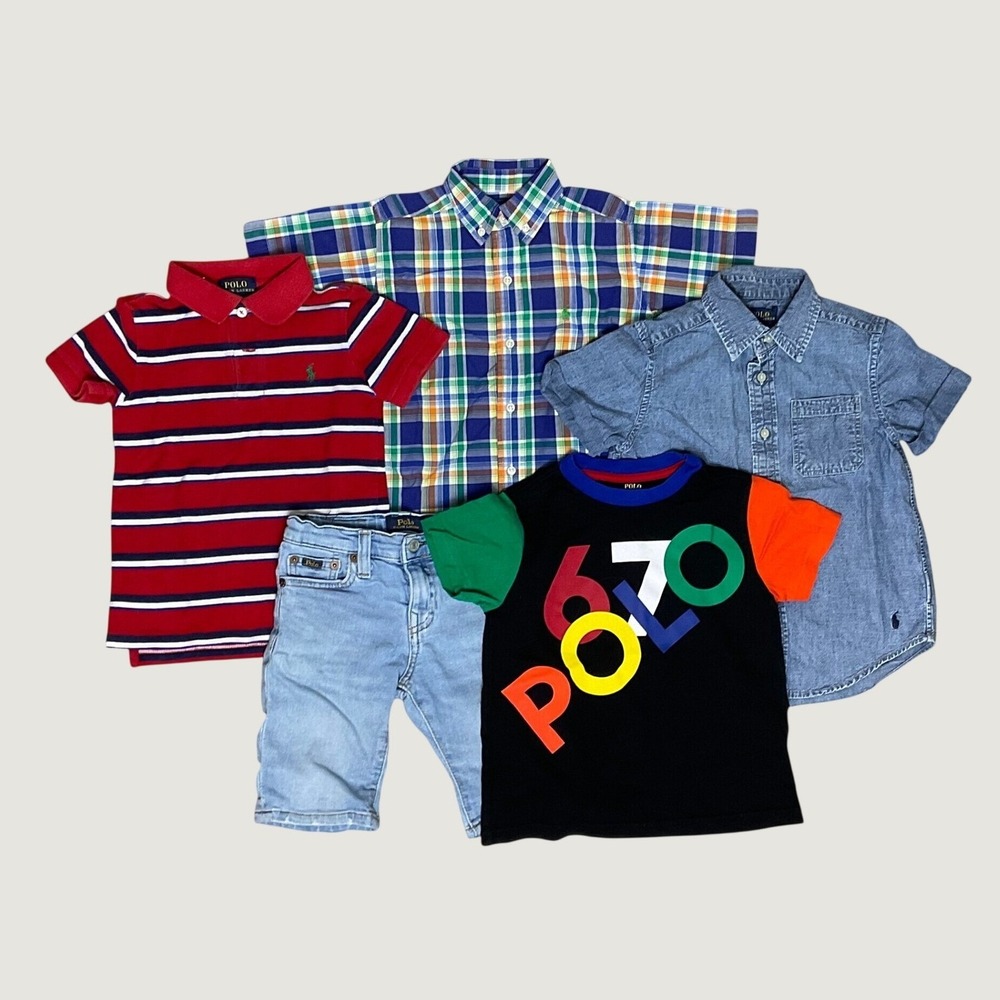 Polo Ralph Lauren Boys 5pc Lot Shirts Denim Shorts Sullivan Slim Plaid 4T